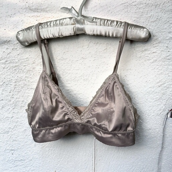 Aerie mauve satin plunge bralette S - Picture 1 of 5